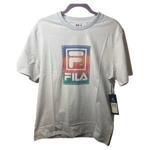 FILA Heritage Men's Boxed Stacked Logo Graphic T-Shirt White Size M NWT